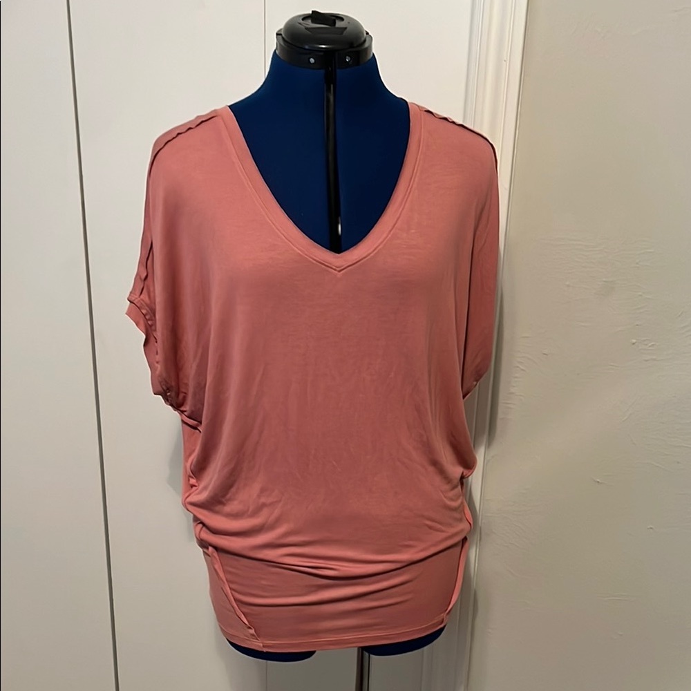 CAbi 5328 Taper Tee Brick Dust Short Sleeve Blouse